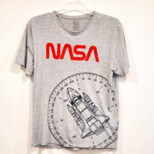 NASA T Shirt Men's Large Spaceship Graphic Outerspace Compass STEM Science Earth